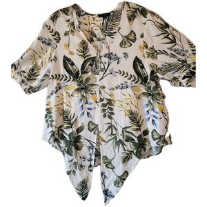 HAVER London Women's Floral Print Tropical Lined & Rayon Top Size L
